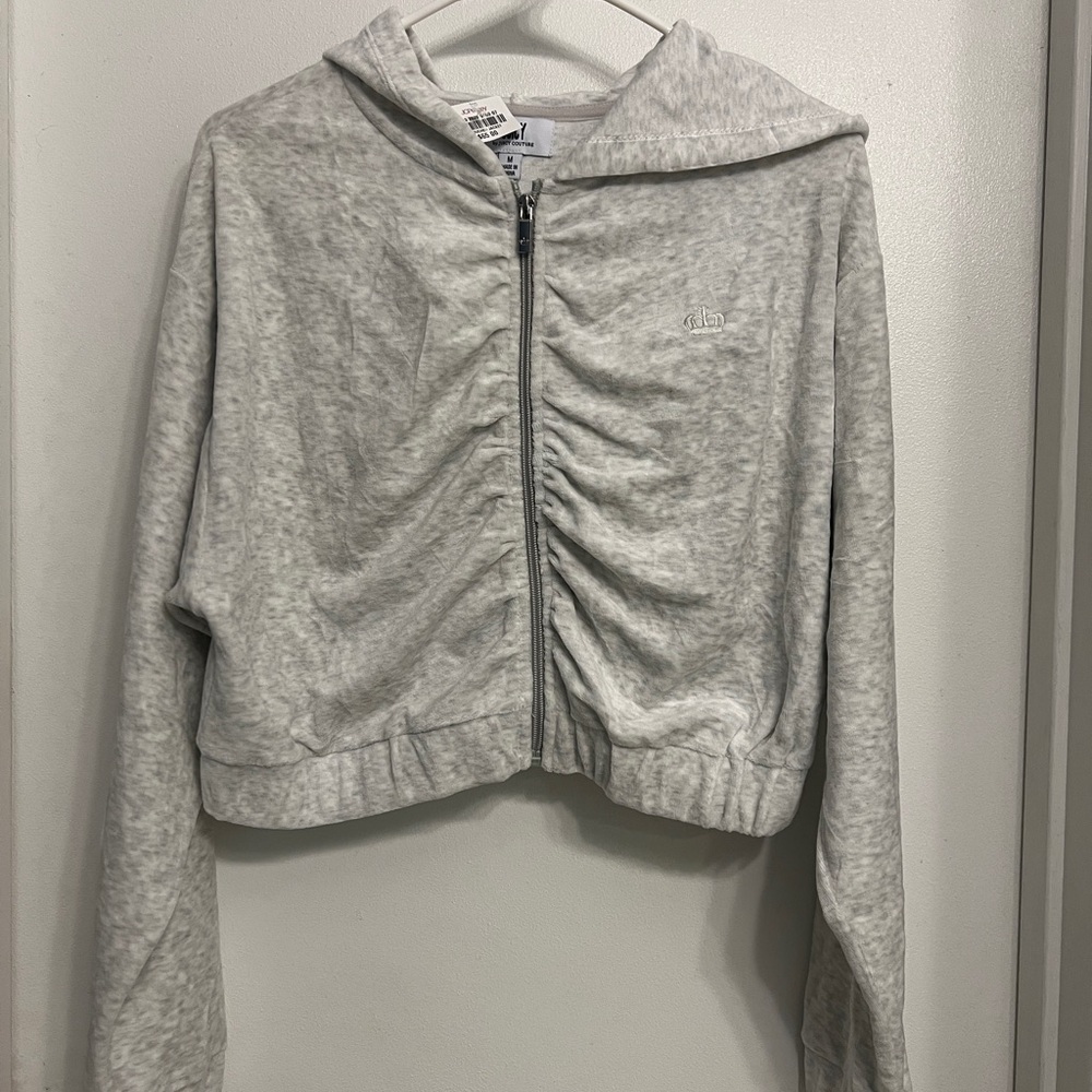 Juicy Couture Heather Gray Medium Crop Zip Hoodie